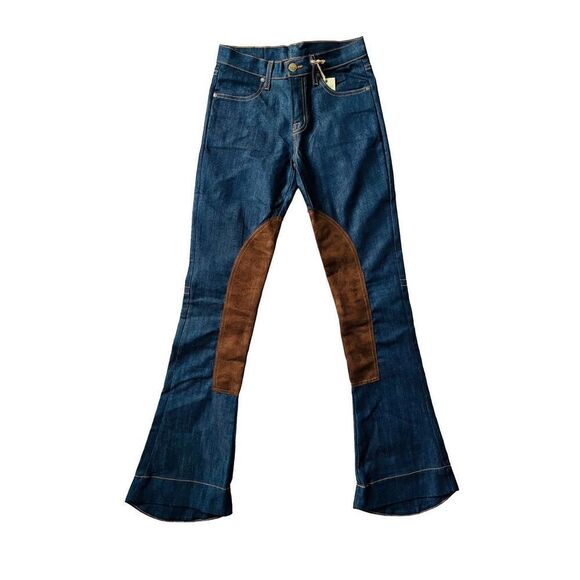 L’Exposition Dark Denim low riseJeans bootcut flare patches Equstrian sz 24 - Picture 1 of 13